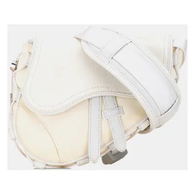 Dior White Nylon & Leather Sacai Saddle Bag