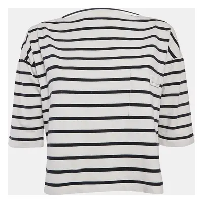 Prada White/Blue Stripe Cotton Knit Top