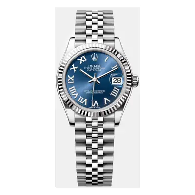 Rolex Blue Roman Stainless Steel Datejust Automatic Women's Wristwatch mm