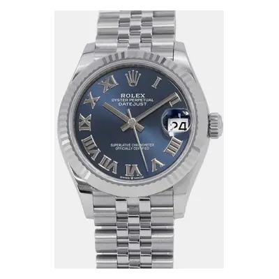 Rolex Blue 18k White Gold Stainless Steel Datejust Automatic Men's Wristwatch mm