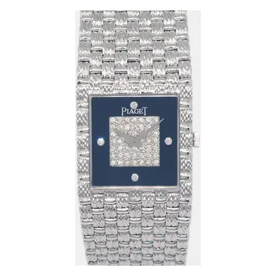 Piaget Black Diamond 18k White Gold Vintage 9131D23 Women's Wristwatch mm