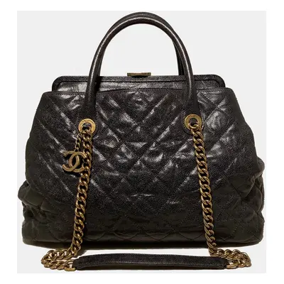 Chanel Glazed Caviar Large Frame Tote Bag