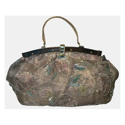 Fendi Sheer Silk Organza Hand Beaded Floral Embroidered Tote bag