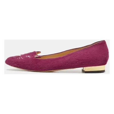 Charlotte Olympia Pink Calf Hair Knot A Kitty Ballet Flats Size