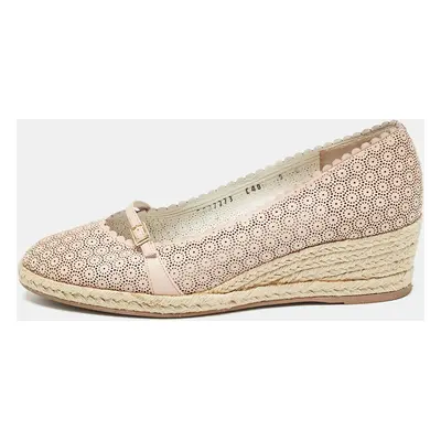 Salvatore Ferragamo Pink Leather Espadrille Pumps Size 39.5