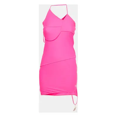 Balenciaga Fuchsia Pink Jersey Asymmetric Mini Dress