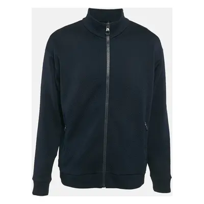 Louis Vuitton Navy Blue Logo Jacquard Knit Zip-Up Jacket