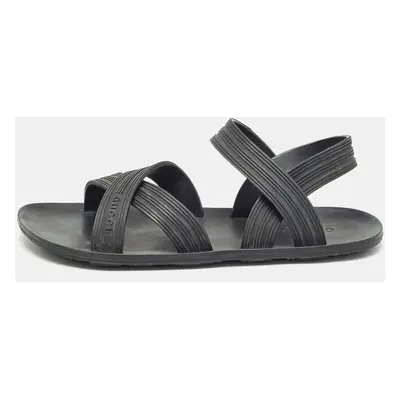 Gucci Black Rubber Elastic Crisscross Sandals Size