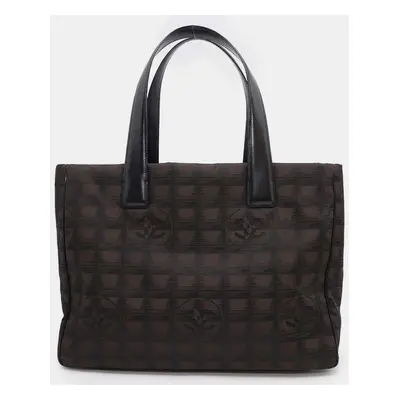 Chanel Brown/Black Nylon Leather New Travel Line Tote Bag