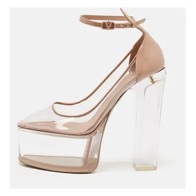 Valentino Beige/Transparent PVC and Leather Platform Pumps Size