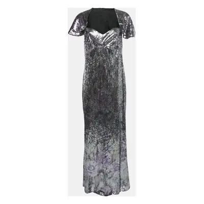 INGIE Paris Purple/Silver Sequin Sweetheart Neck Gown