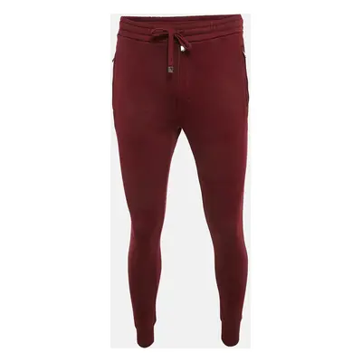 Dolce & Gabbana Burgundy Cotton Knit Joggers