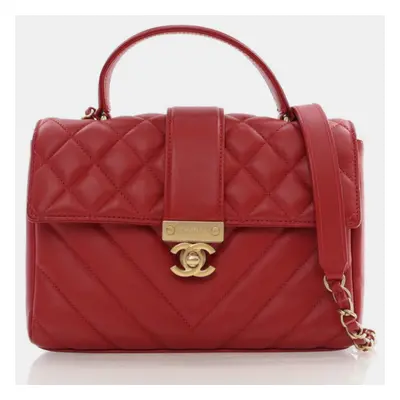 Chanel Red Calfskin In the City Top Handle Bag