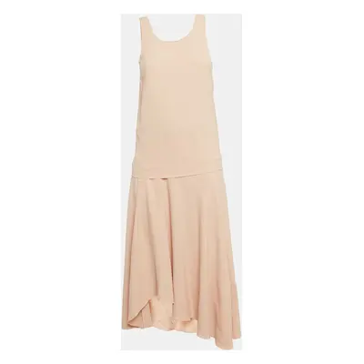 Chloe Pink Crepe Sleeveless Asymmetric Midi Dress