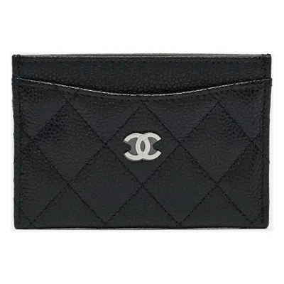 Chanel Black Quilted Caviar Leather CC Card Holder