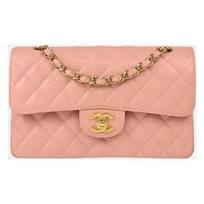 Chanel Pink Calfskin Small Classic Double Flap Shoulder Bag