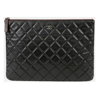 Chanel New Medium Size Black Caviar Clutch