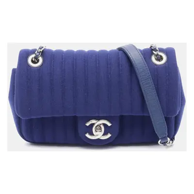 Chanel Blue Quilted Jersey Mademoiselle Flap