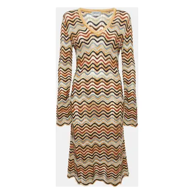 Missoni Sport Vintage Brown Chevron Crochet Midi Dress