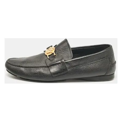 Versace Black Leather Medusa Buckle Loafers Size