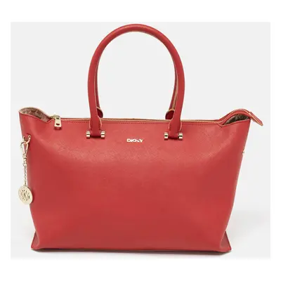 DKNY Red Leather Bryant Park Top Zip Tote