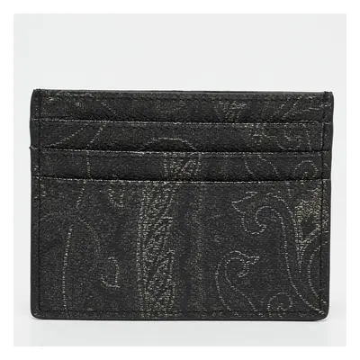 Etro Black Paisley Print Coated Canvas Card Holder