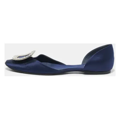 Roger Vivier Blue Satin D'orsay Ballet Flats Size 38.5