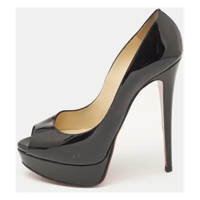 Christian Louboutin Black Patent Leather Lady Peep Pumps Size