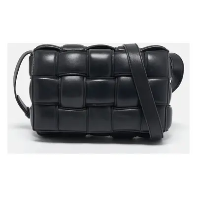 Bottega Veneta Black Intreccio Padded Leather Classic Cassette Shoulder Bag