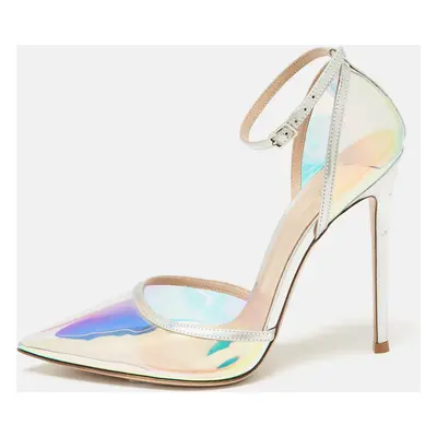 Gianvito Rossi Iridescent Leather and PVC Ankle Strap Pumps Size 39.5