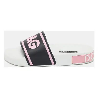 Dolce & Gabbana Black/Pink Rubber I Love Flat Slides Size