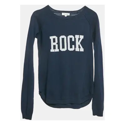 Zadig & Voltaire Kids Blue Rock Intarsia Cotton Knit Drum Sweater Yrs