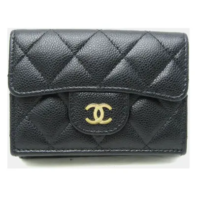 Chanel Black Caviar Leather Tri-Fold Wallet