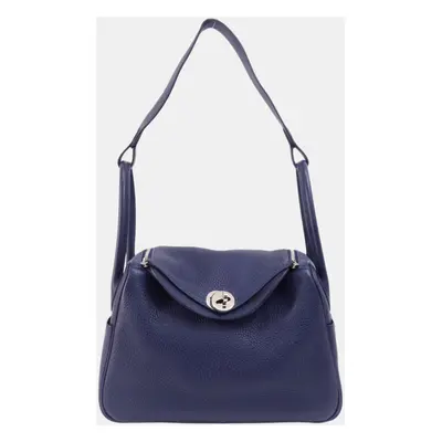 Hermes Taurillon Lindy Blue Nuit Handbag