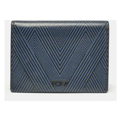 TUMI Blue/Black Printed Leather Gusseted Card Case