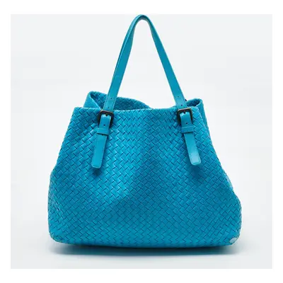 Bottega Veneta Aqua Blue Intrecciato Leather Large Cesta Tote