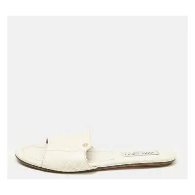 Jimmy Choo White Elaphe Nanda Flat Slides Size