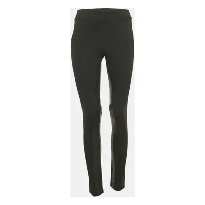 Theory Black Leather Trim Jersey Leggings