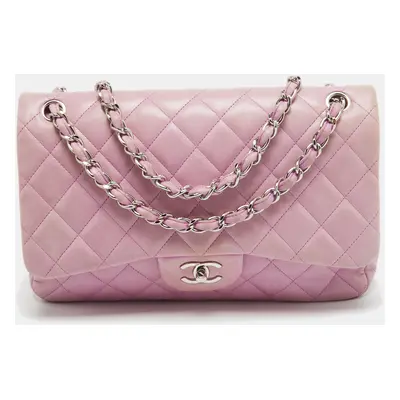 Chanel Lilac Quilted Lambskin Leather Jumbo Classic Double Flap Bag