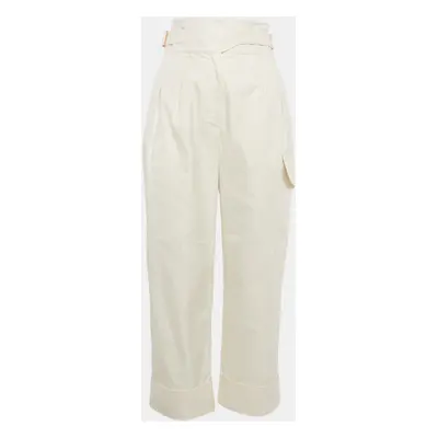 See by Chloe White Powder Gabardine Belt Detail Wide-Leg Pants