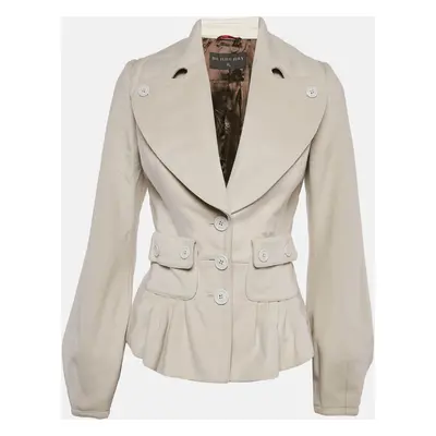 Burberry Prorsum Light Beige Button Front Pleated Jacket