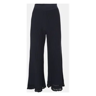 Theory Navy Blue Rib Knit Palazzo Pants