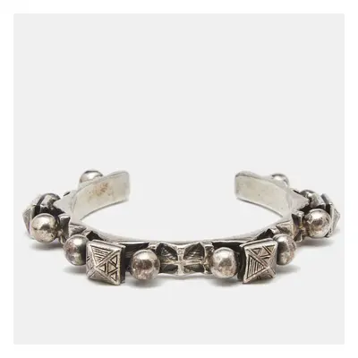 Saint Laurent Paris Silver Tone Open Cuff Bracelet