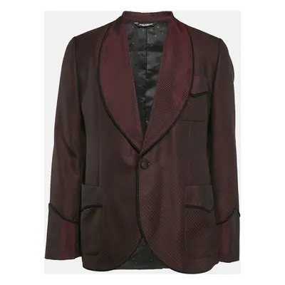 Dolce & Gabbana Burgundy Wool Blend Tailored Blazer