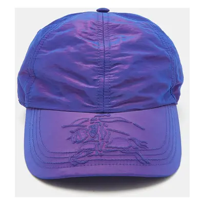 Burberry Iridescent Blue Equestrian Knight Patch Nylon Baseball Cap