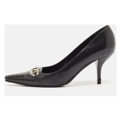 Sergio Rossi Black Leather Pointed Toe Pumps Size 39.5