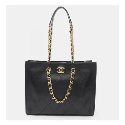 Chanel Black Lambskin Leather Tote Bag