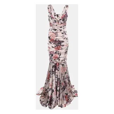 Dolce & Gabbana Multicolor Floral Print Silk Blend Maxi Dress