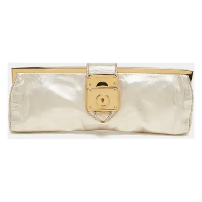 Miu Miu Gold Leather Frame Clutch