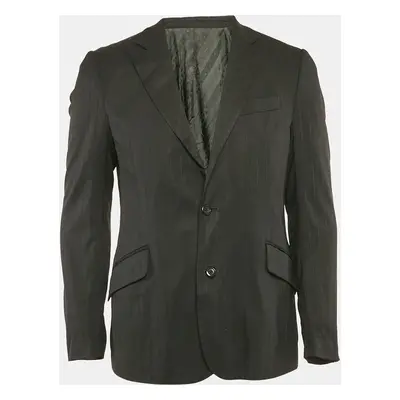 D&G Black Pinstripe Wool Blend Single Breasted Blazer